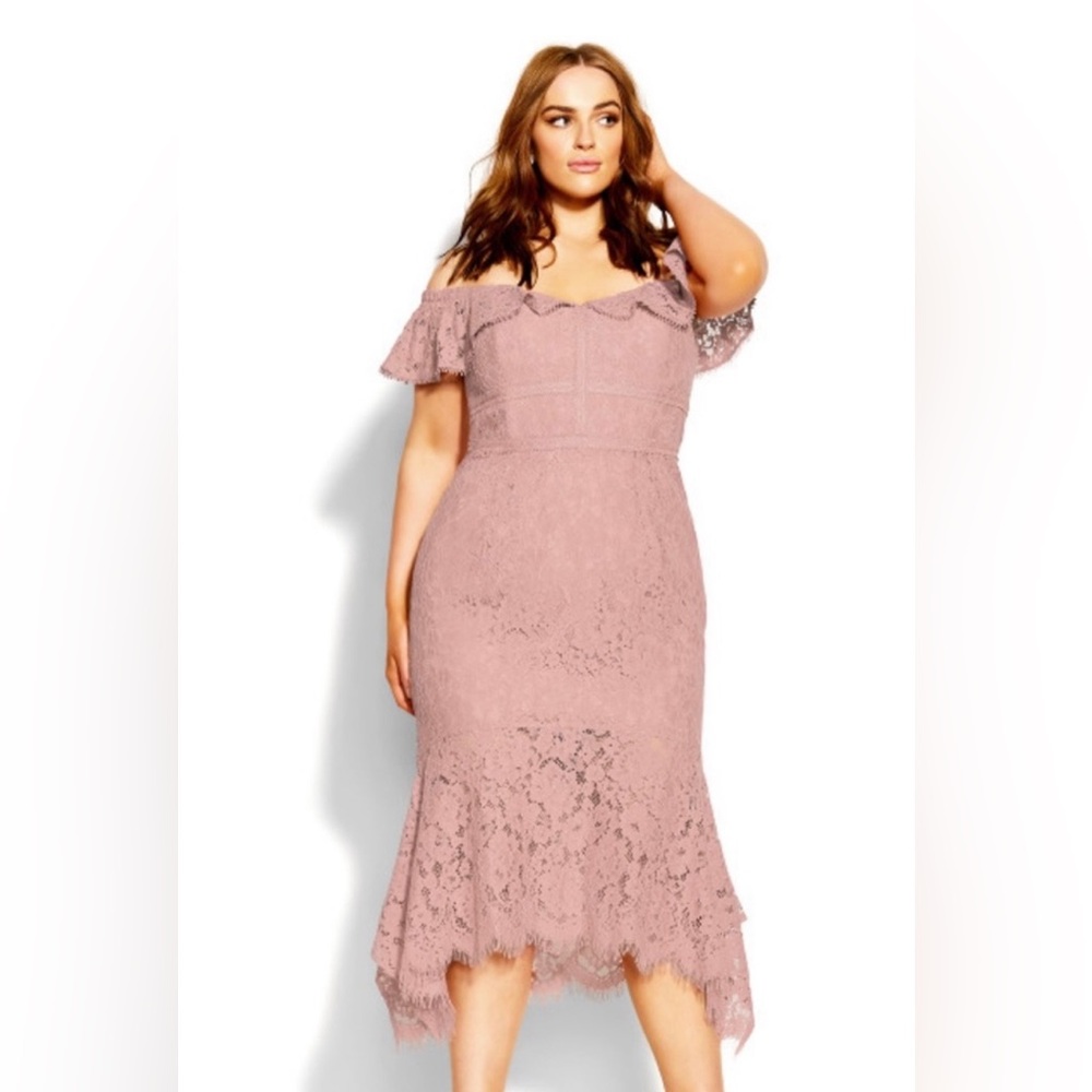 City Chic pink/mauve lace dress